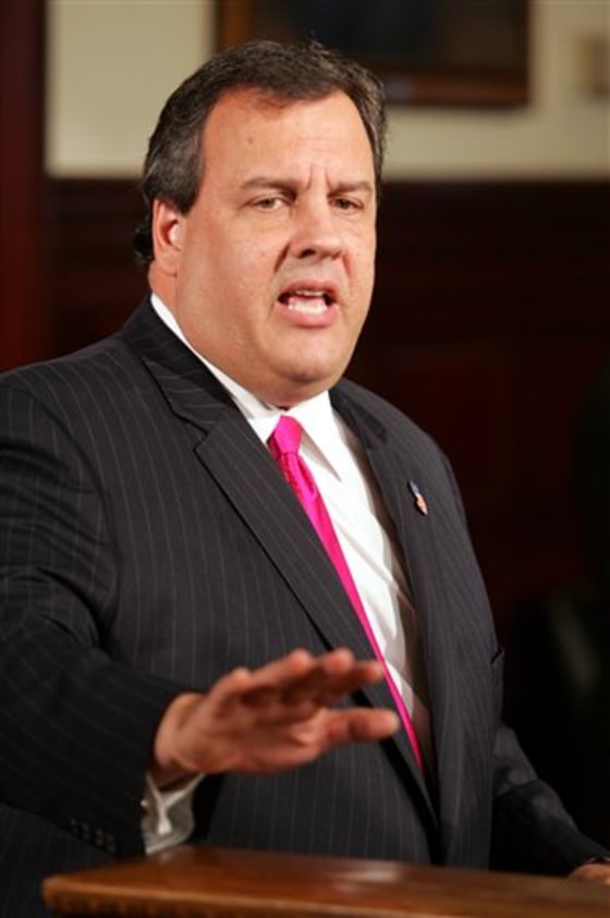 Gov. Chris Christie holds a news conference in his outer office at the State House in Trenton, N.J., on Tuesday.